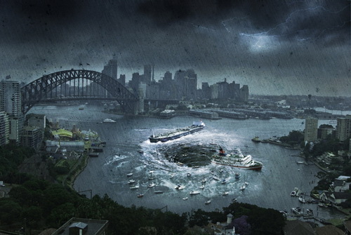 Sydney Harbour Bridge and City on a Rainy Day